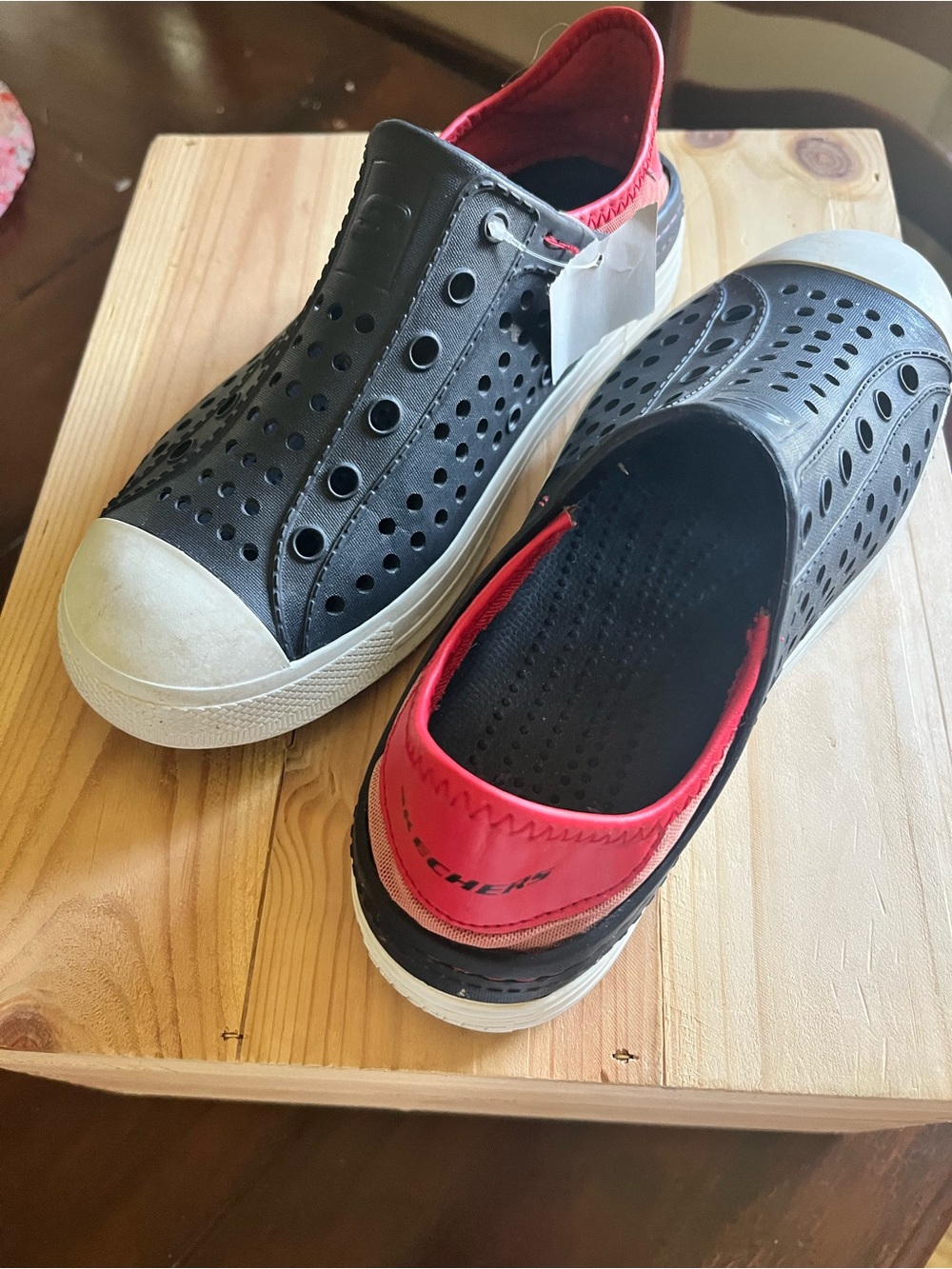 Skechers Kids Slip-On Sneakers in Black and Red